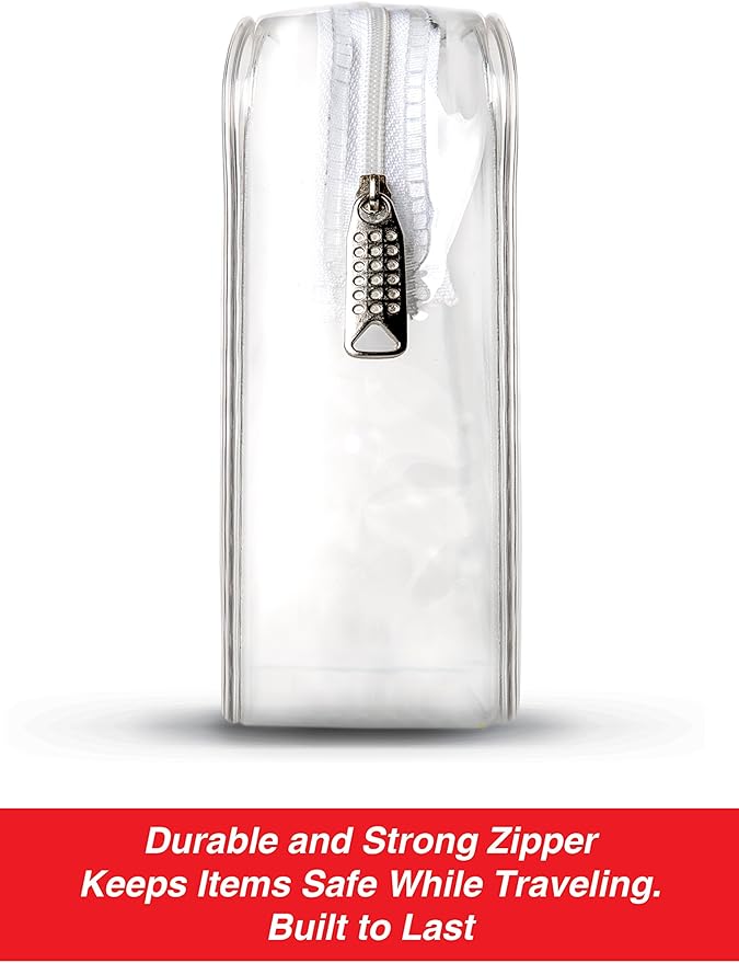 TSA Approved Clear Travel Toiletry Bag-Quart Sized with Zipper-Airport Airline Compliant Bag/Bottles-Men's/Women's 3-1-1 Kit+Travel (1 PACK)
