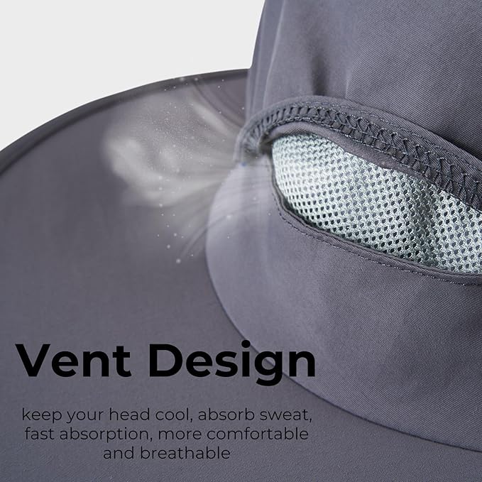 Flammi Mosquito Net Hat Safari Hat UPF 50+ Sun Protection Boonie Hats for Men with Neck Flap Fishing Hiking Hat for Men/Women