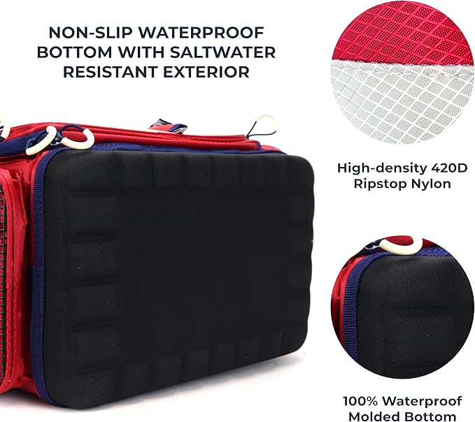 OSAGE RIVER Fishing Tackle Bag with Tackle Boxes, Saltwater Fishing Gear Bag, Tackle Box Organizer with Waterproof Non-Slip Bottom, Padded Shoulder Strap, and Fishing Pliers, Fishing Gifts for Men