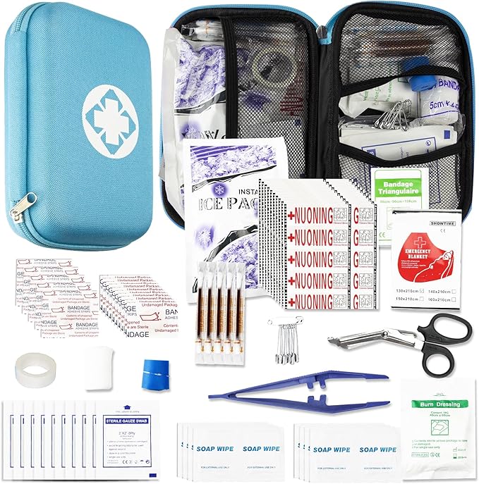 274PCS Car Travel First Aid Kit Supplies for Business, First Aid Backpacking Essentials Items Trauma Emergency Survival Kits for Home Outdoor Adventure, Blue Monoki