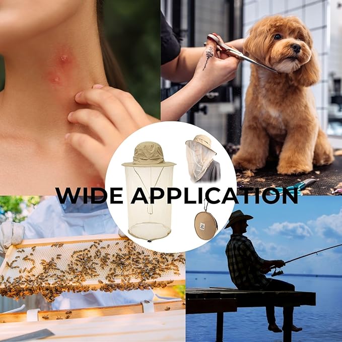 Flammi Mosquito Net Hat Safari Hat UPF 50+ Sun Protection Boonie Hats for Men with Neck Flap Fishing Hiking Hat for Men/Women