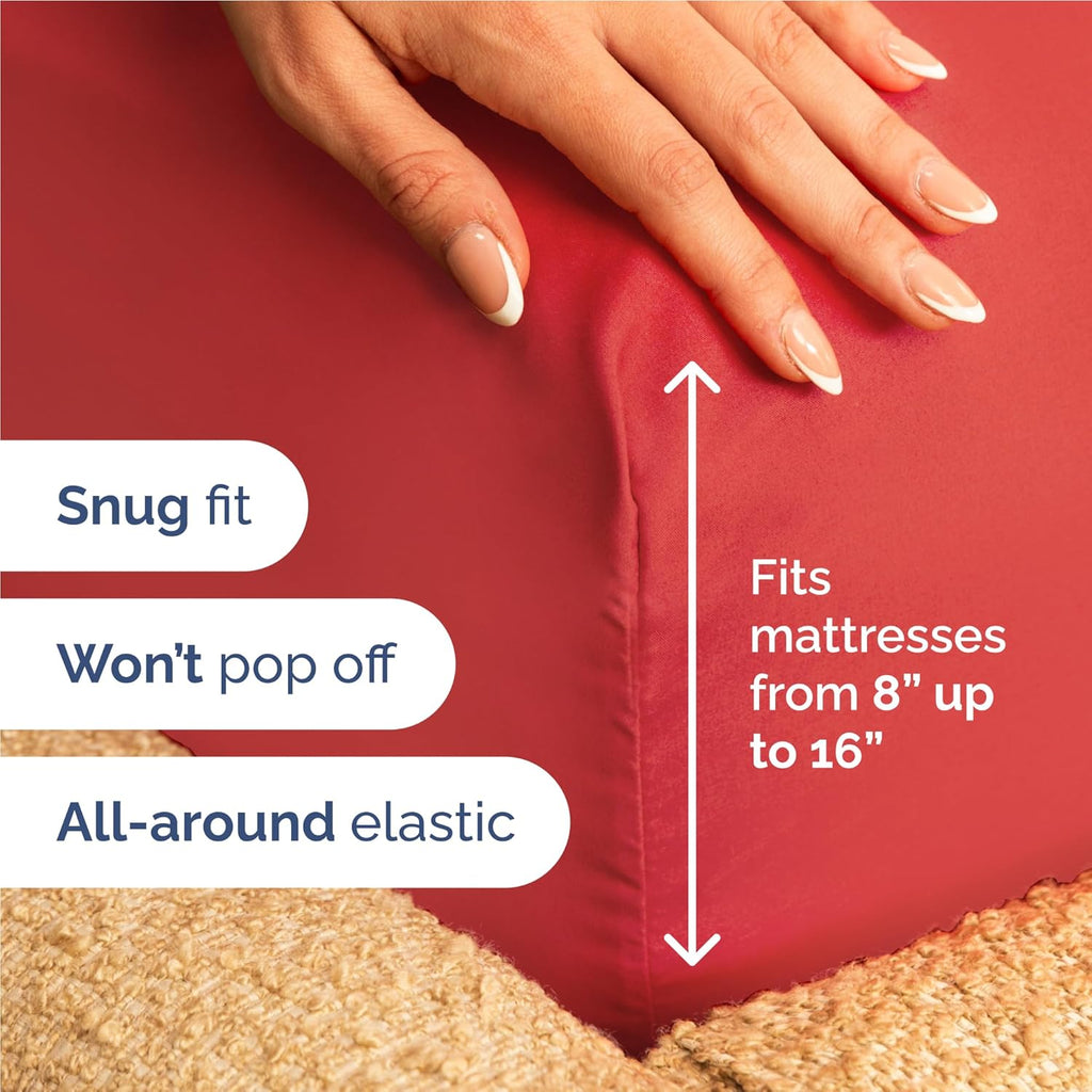 Twin XL Size 3 Piece Sheet Set - Comfy Breathable & Cooling Bed Sheets Set - Hotel Luxury Bedding for Women, Men, Kids, Teens, Boys & Girls - Deep Pockets, Ultra-Soft, Wrinkle Free - Oeko-Tex - Red