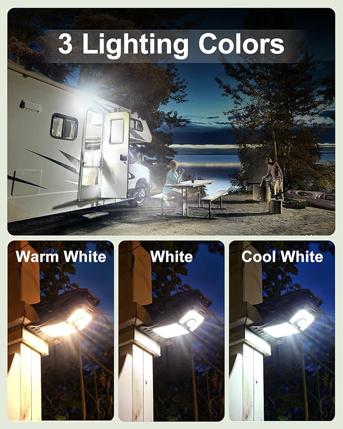 1000LM High Bright Solar Camping Lights, 118LED Solar Powered & USB Rechargeable Camping Essentials, IP68 Waterproof Portable Solar Emergency Lights Outdoor for Tent RV Power Outage