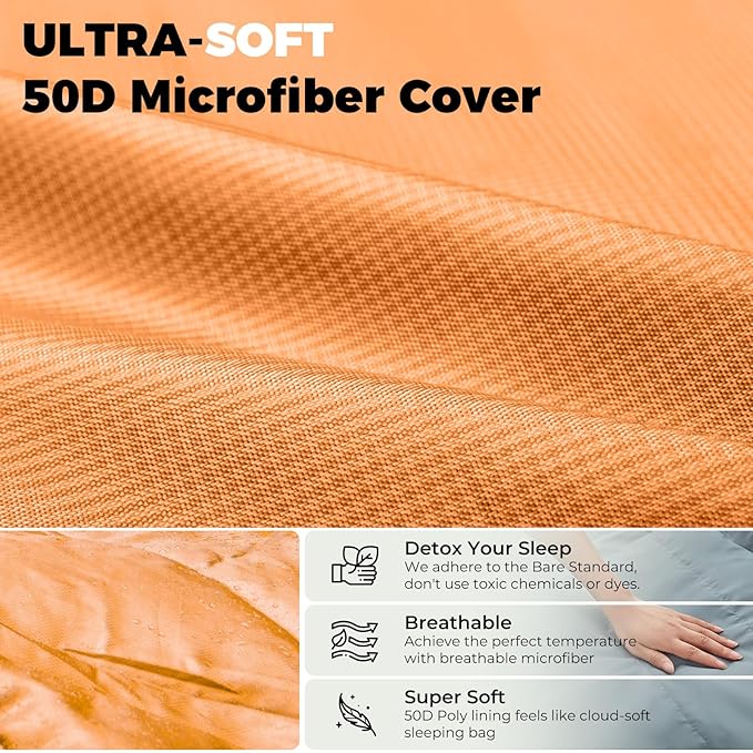 KingCamp Down Sleeping Bag for Adults, 600 FP Cold Weather 3-4 Season Sleeping Bag, Ultralight & Compact with Compression Sack for Backpacking, Camping, Hiking