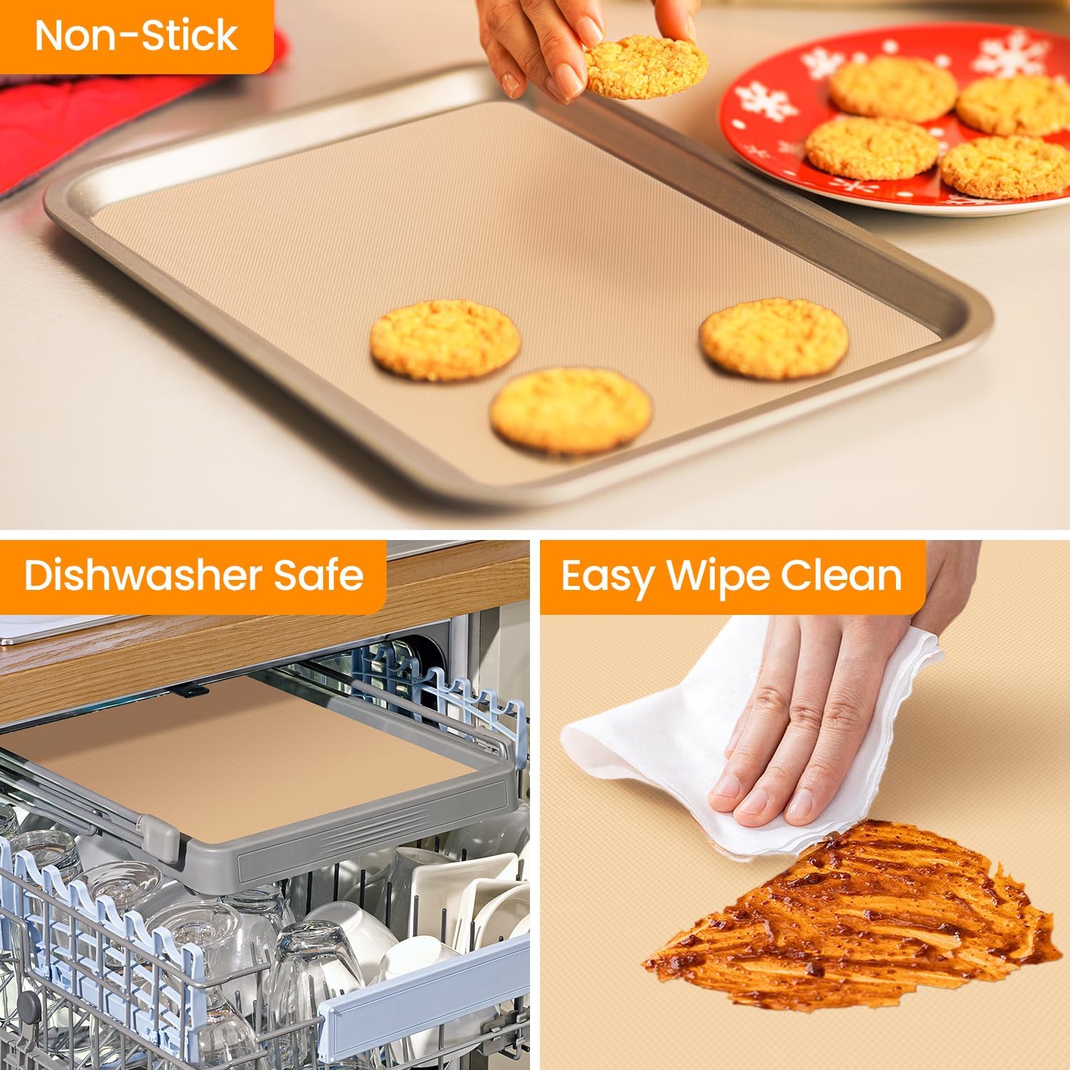 Silicone Baking Mat Roll- Reusable & Best German Silicone- Heat Resistant Freeze Dryer Liner, Non Stick Pastry Dough Rolling Mat, Non Slip Kitchen Counter Protector Mat