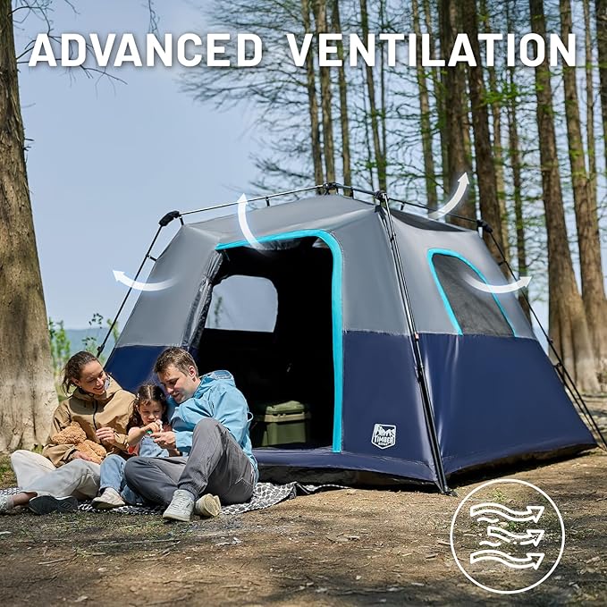 TIMBER RIDGE 6 Person Blackout Camping Tent, 60s Easy Setup Instant Cabin Tent for Family with Rainfly, Water-Resistant, 9' x 9' x 72" for Outdoor Adventures Gatherings