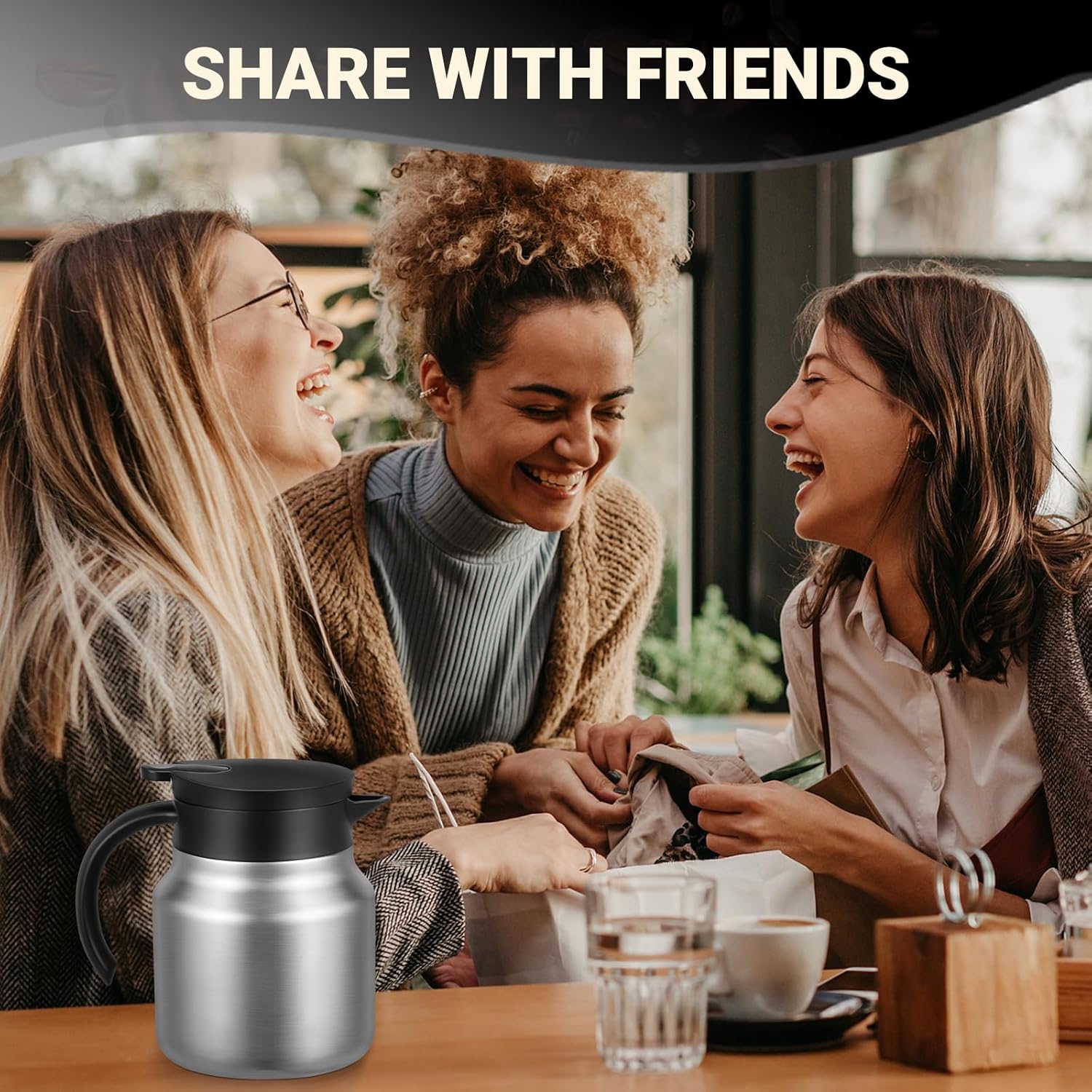 27Oz Thermal Coffee Carafes For Keeping Hot/Cold, Stainless Steel Coffee Carafe, Dustproof Insulated Water Carafe for Party/Home,Silver