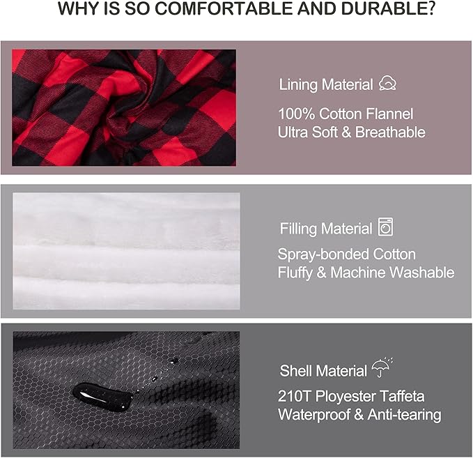 0 Degree Sleeping Bag 100% Cotton Flannel XXL for Adults Big and Tall Cold Weather Winter Zero Degree Camping,Free Compression Sack