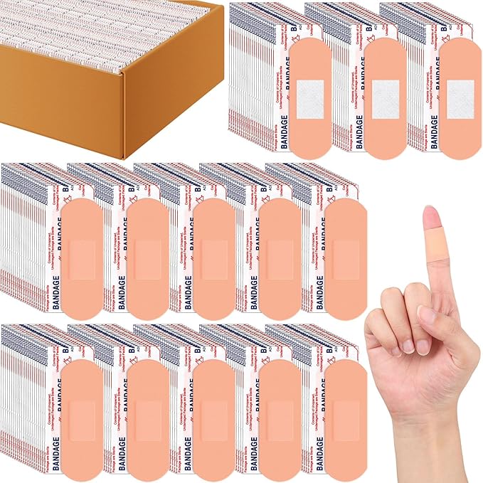 Timgle 3000 Pcs 1" x 3" Adhesive Bandages Bulk Breathable Waterproof Bandages for Sensitive Skin First Aid Kits