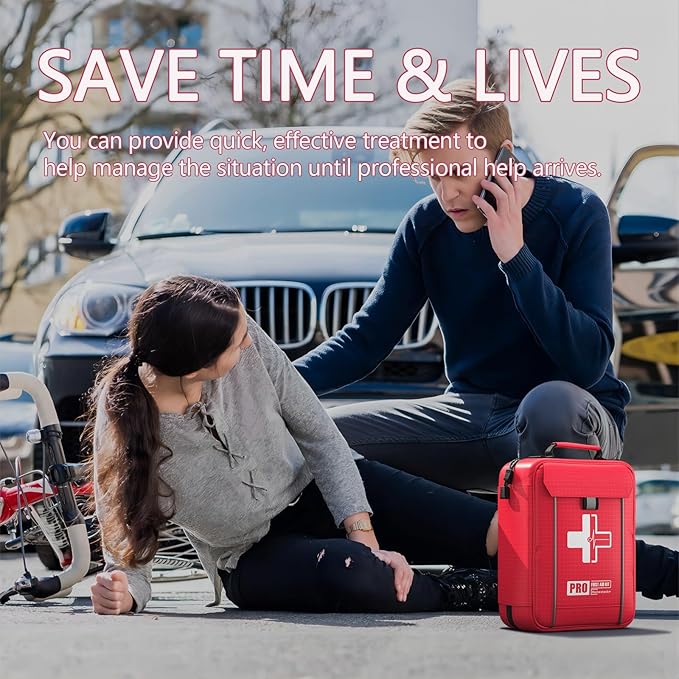 Upgrade - Comprehensive First Aid Kit with Labelled Compartments, Molle System Emergency Kits for Car,Home,Hiking, Backpacking, Camping, Traveling, and Cycling