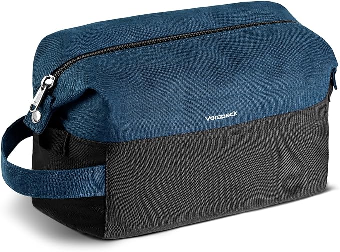 Vorspack Travel Toiletry Bag for Men - Lightweight Mens Toiletry Travel Bag Water Resistant Dopp Kit Shaving Bag for Skincare Toiletries Bathroom Gifts - Navy Blue