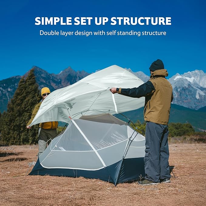 Naturehike Mongar UL 1/2Person Backpacking Tent,15D Nylon Waterproof Ultralight 1-2 Person Tent with Footprint
