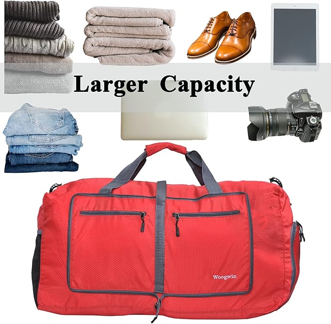 Woogwin Travel Duffel Bag Large Foldable Waterproof Overnight Bag for Beach Swim Bags Pool Sports Gym