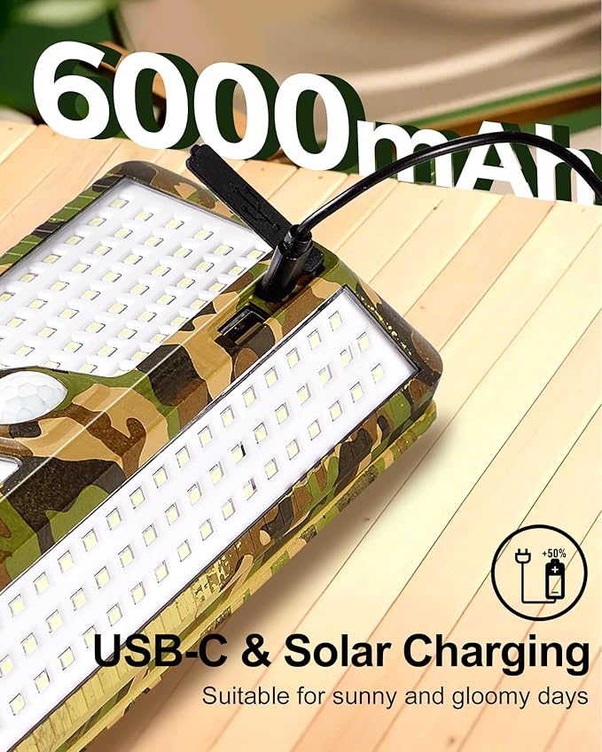 1500Lumens High Bright Solar Camping Lights, 208LEDs Solar Powered & USB Rechargeable Tent Lights,IP68 Waterproof Portable Outdoor Camping Light Solar Powered for Emergency Power Outage