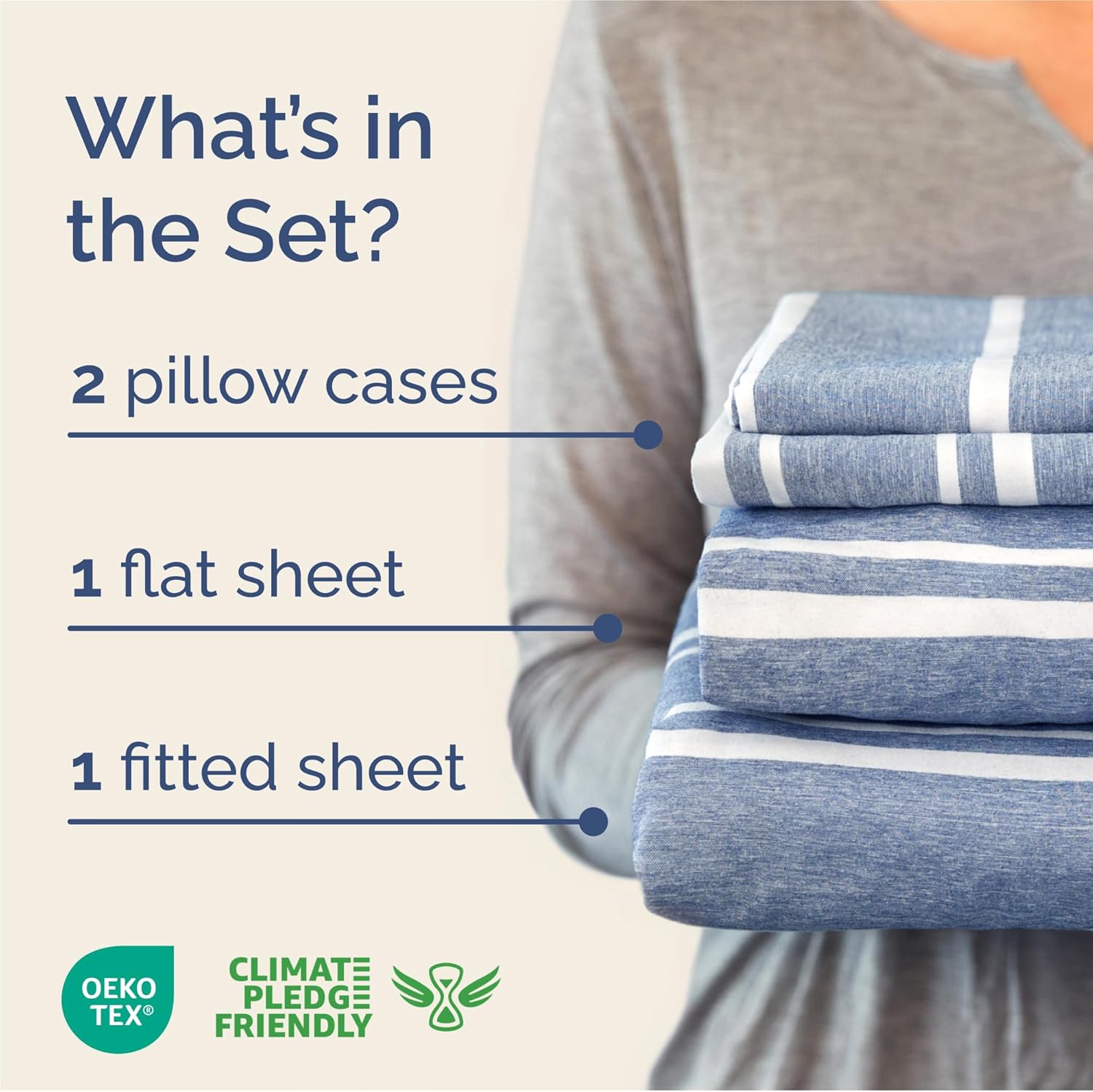 King Size 4 Piece Sheet Set - Comfy Breathable & Cooling Bed Sheets Set - Hotel Luxury Bedding for Women, Men, Kids, Teens, Boys & Girls - Deep Pockets, Soft, Wrinkle Free - Oeko-Tex - Blue Stripes 3