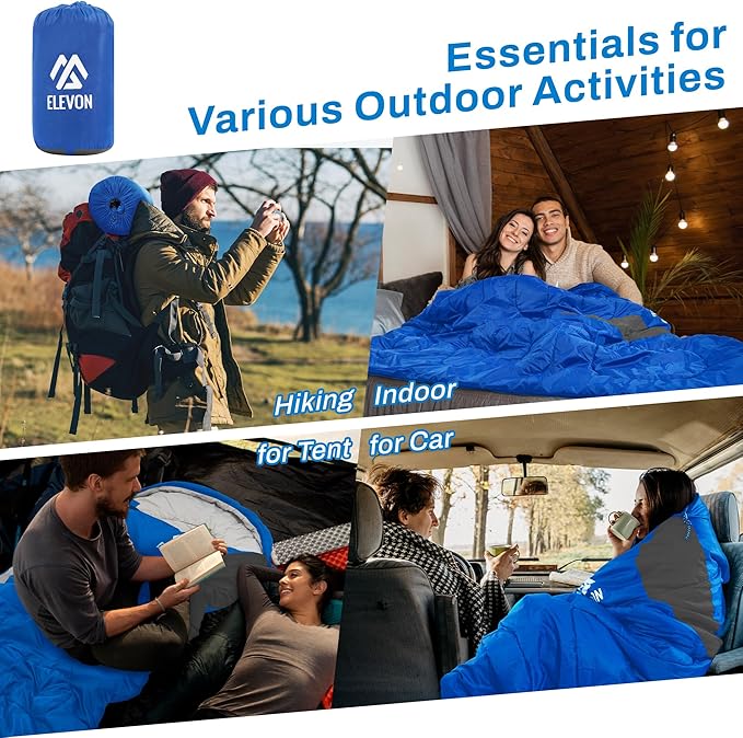 Sleeping Bag for Adults Teens Kids Cold Warm Weather, Portable Waterproof & Lightweight, Compact with Compression Sack, for 3-4 Seasons Camping, Backpacking, Hiking, Travel, Indoors Outdoors