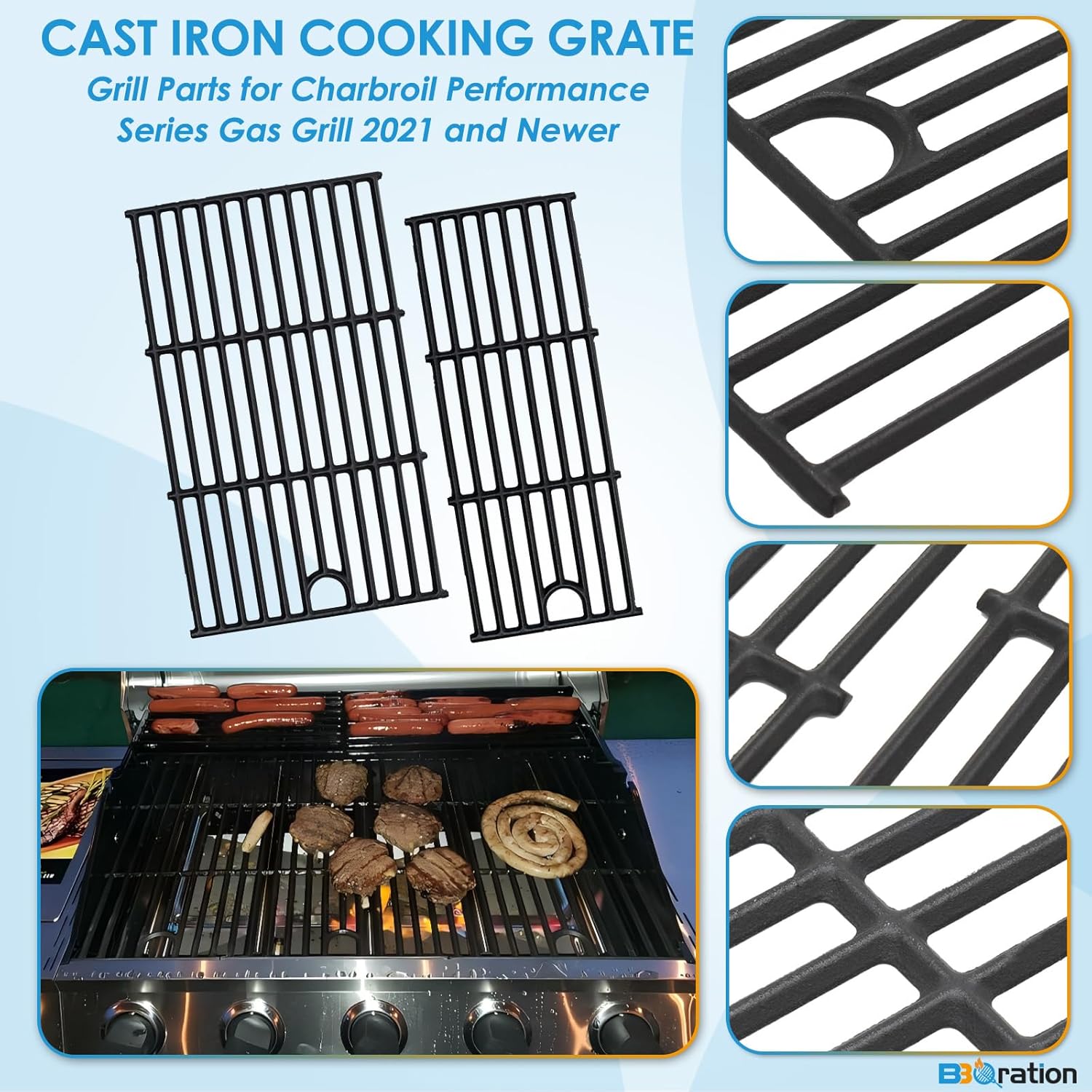 17" Grill Grate for Charbroil Performance 5 Burner 463448021 463449021 463450022 463451022 463455021 463458021, Cooking Grate for Charbroil Grill Replacement Parts G426-0004-W1 G426-0005-W1