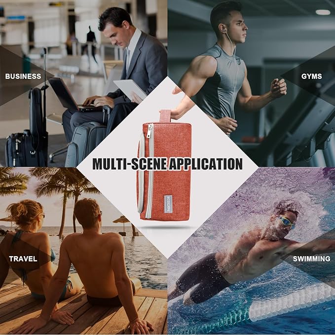 Pantheon Men's Toiletry Bag - Travel Toiletry Bag Wash Bag Hanging Dopp Kit Shaving Kit for Bathroom Shower - Mens Travel Bag Hanging Toiletry Organizer Toiletry Kit for Traveling (Brick Red)