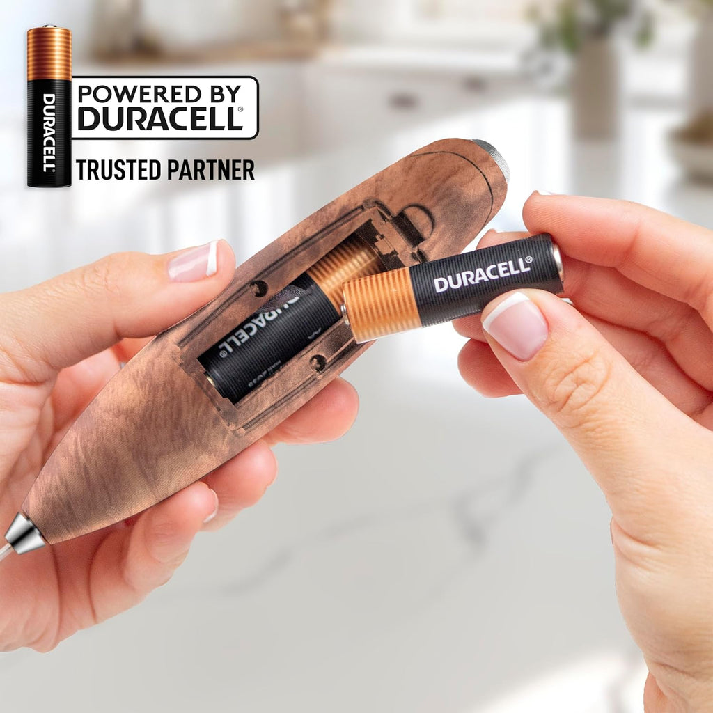 Zulay Kitchen Powerful Milk Frother Wand With 4 AA Duracell Batteries - Ultra Fast Handheld Drink Mixer - Electric Whisk Foam Maker for Coffee, Lattes, Cappuccino, Matcha & Creamer -