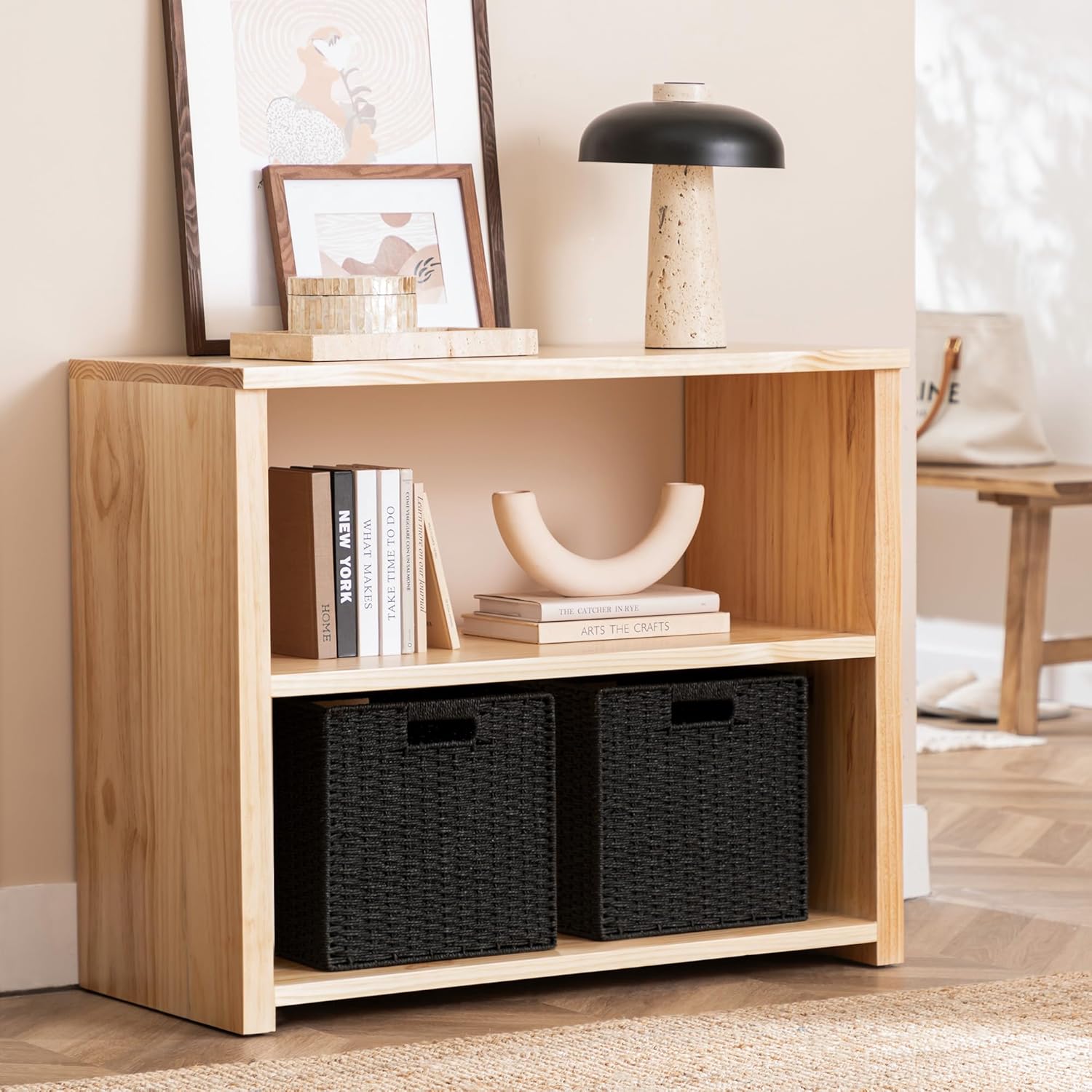 UBBCARE 6 Pack Wicker Basket, 11L×11H×10.5W inch Woven Paper Rope Storage Baskets for shelves, Foldable Cube Storage bin with Handle, Storage Basket for Organizing & Decor, Black