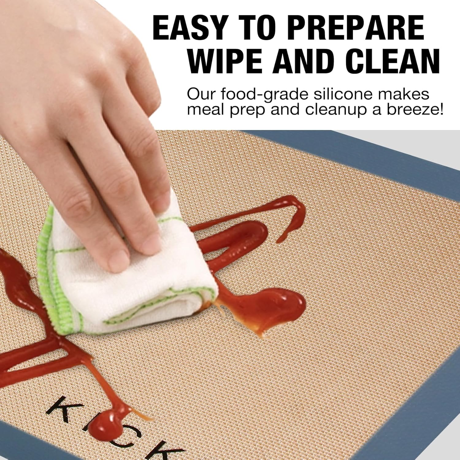 Silicone Baking Mat Large Set 4 Half Sheet-Silicone Bakeware Mat for Oven Reusable Heat Resistant Non Stick Baking Sheet BPA Free Cooking Supplies for Cookie, Bread, Macaron&Pastry,Rectangular