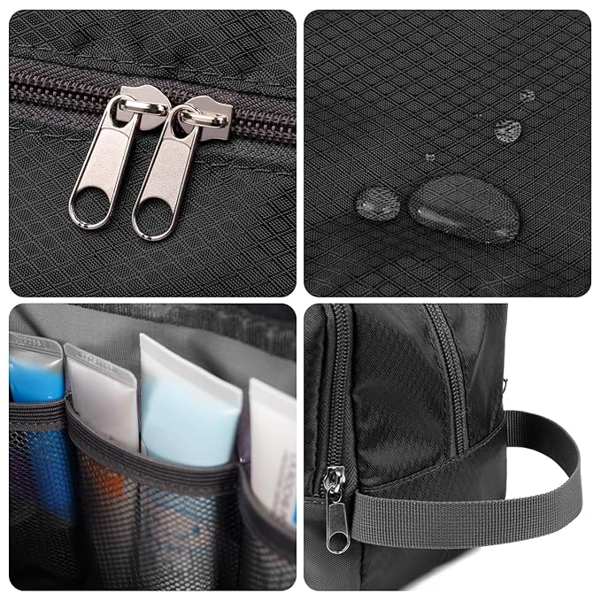 Toiletry,Shaving Bag for Men Hanging Dopp Kit Water Resistant Small for Traveling (Black)