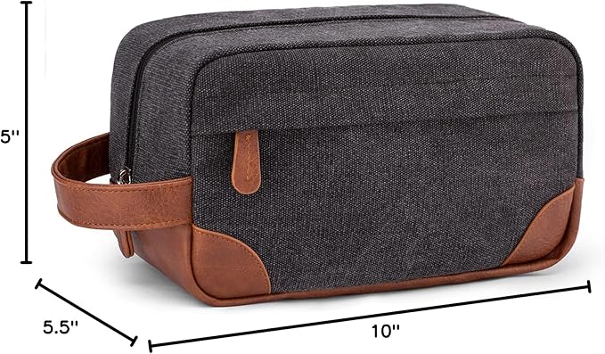 Vorspack Toiletry Bag Hanging Dopp Kit for Men Water Resistant Canvas Shaving Bag with Large Capacity for Travel - Dark Grey