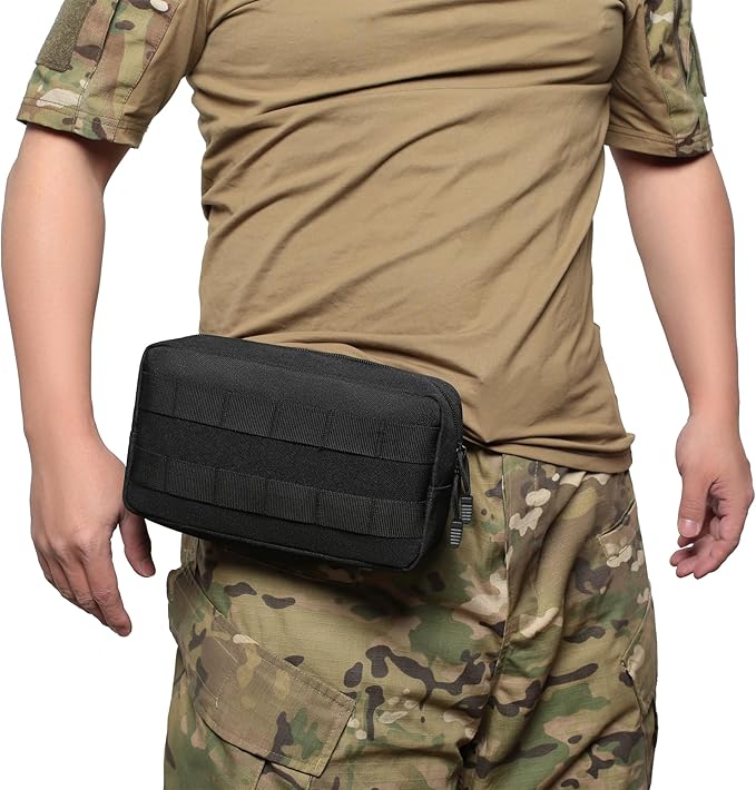 2 Pack Tactical Molle Admin Pouches - Utility Molle Tool Pouch EDC Carry Belt Pouch Horizontal Modular Pouches Phone Pouch for Men,Multi-Purpose Utility Work Organizer Bag