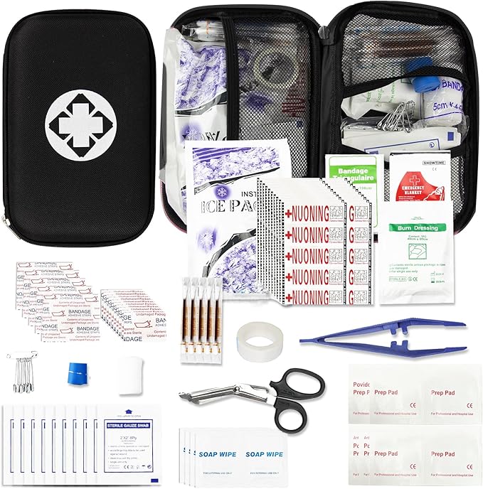 274PCS Travel First Aid Kit Supplies for Business, Black First Aid Backpacking Essentials Items Trauma Emergency Kit for Outdoor Trips Monoki