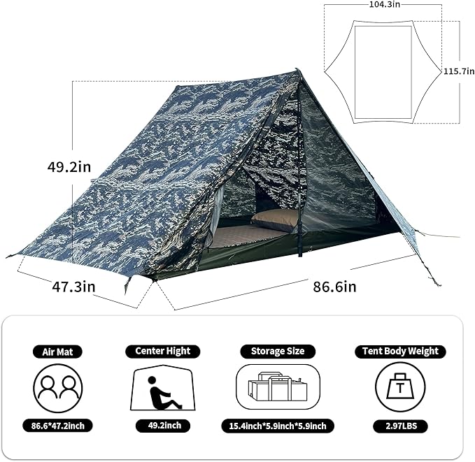 TENPLAY Backpacking Tent,Lightweight Camping Tent 2 Person,Ultralight Hiking Tent,Nylon,Waterproof,Windproof,Easy Setup,4 Season Trekking Tent for Mountaineering Camping Hiking Climbing