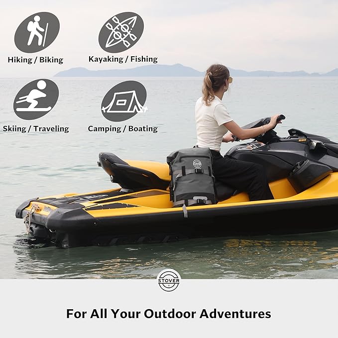 STOVER 5/10/25/30/40/55L Waterproof Dry Backpack- Large Floating Dry Bag for Kayaking, Travel, Tubing, Hiking, Fishing, Camping, Motorcycles & the Beach, Heavy-Duty Roll Top Men/Women (Grey)