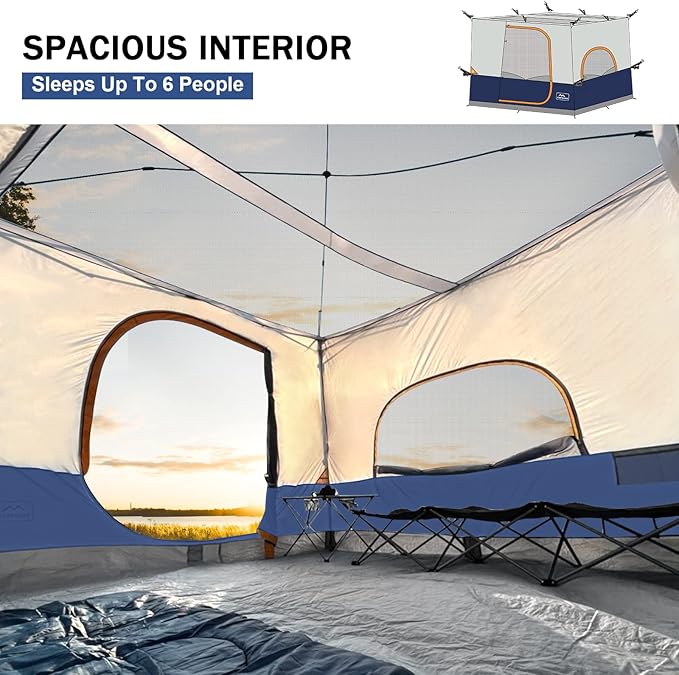 KAMPKEEPER Camping Inner Tent for Pop Up CanopyConverts 10'x10' Canopy into Camping TentFully Vented Roof, Navy Blue