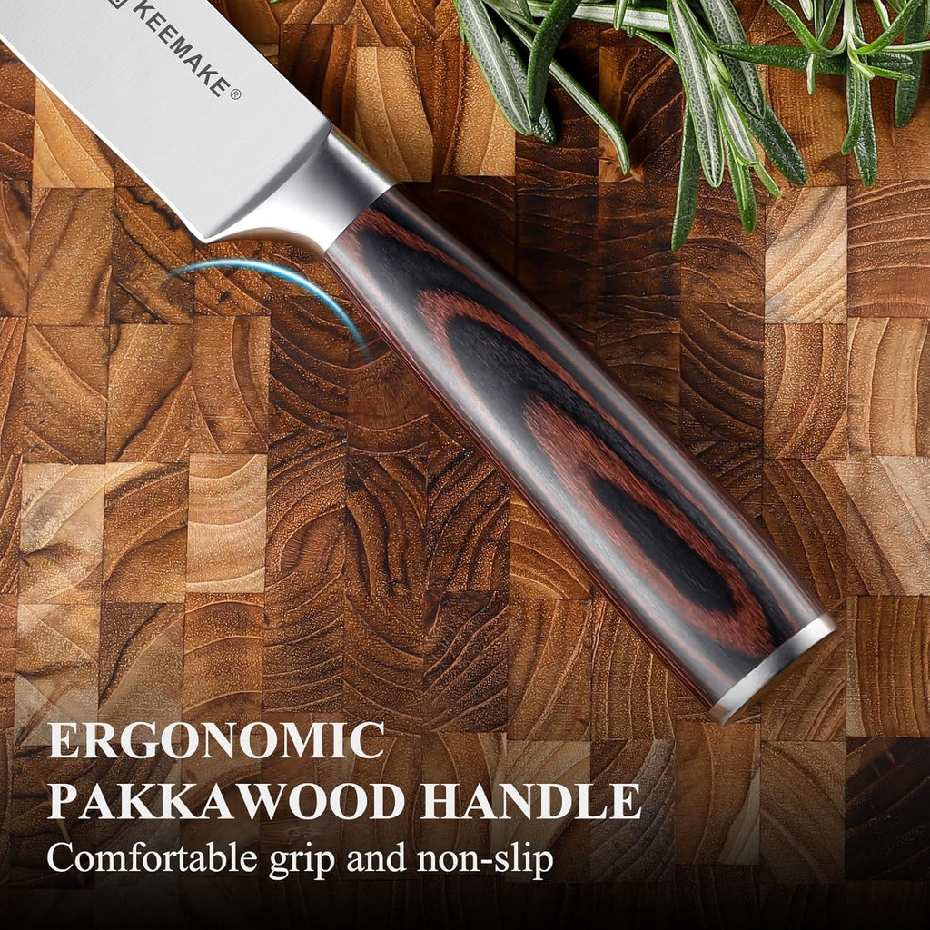 KEEMAKE Carving Knife for Meat - Razor Sharp 8 Inch Slicing Knife with High Carbon Stainless Steel Blade, Brisket Knives Meat Cutting Knives with Ergonomic Pakkawood Handle and Gift Box
