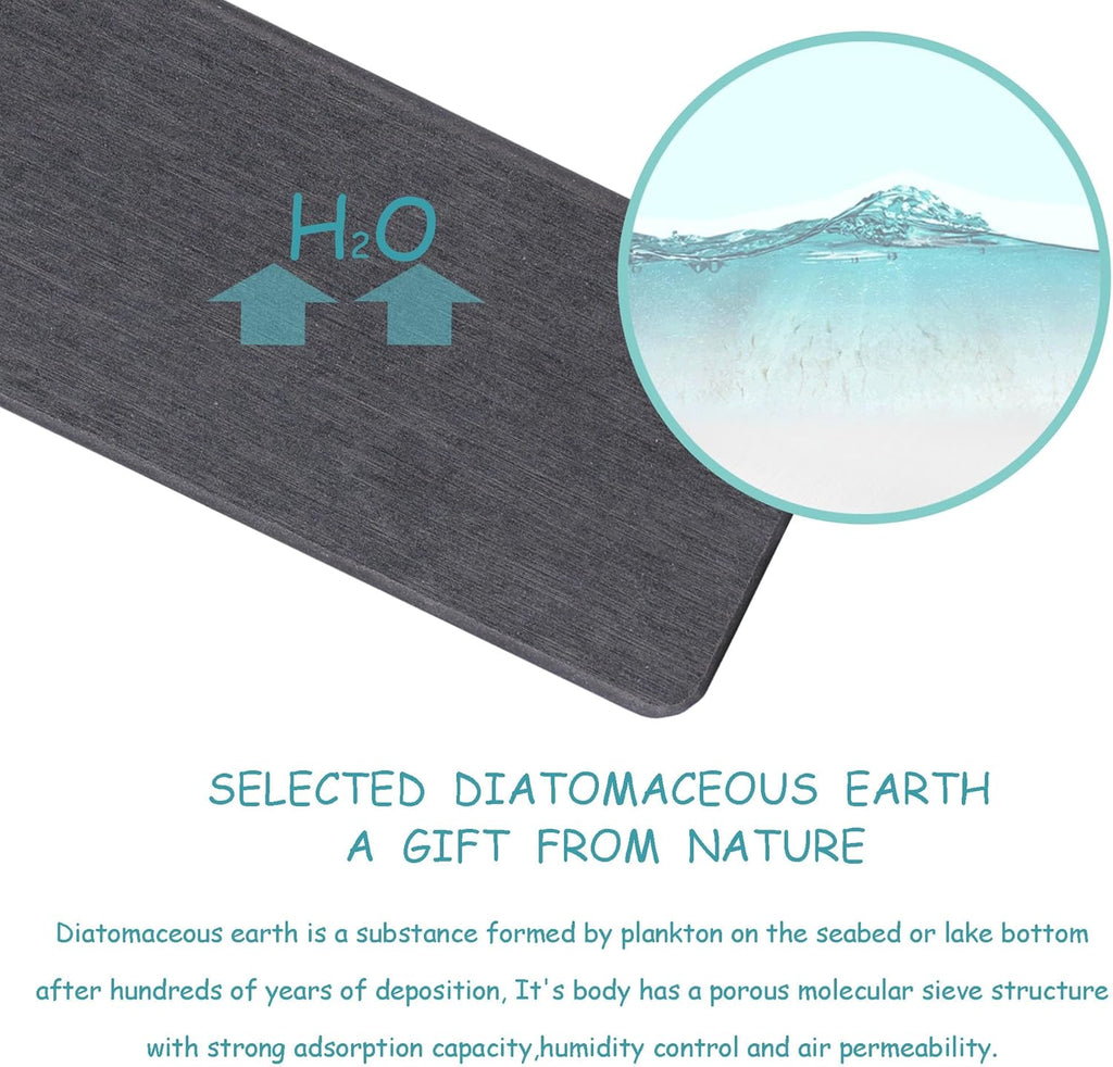 2 Pcs Water Absorbing Stone Trays, Kitchen/Bathroom Sink Soap Dish, Diatomite Tray Used for Hand Soap & Cosmetic Bottles in The Modern Home, 3.2" W x 10.2" L, Dark Gray