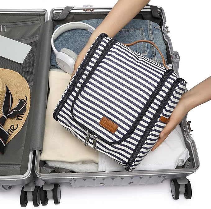 Hanging Travel Toiletry Bag,Large Capacity Cosmetic Travel Toiletry Organizer for Women with 4 Compartments & 1 Sturdy Hook,Perfect for Travel/Daily Use/Christmas