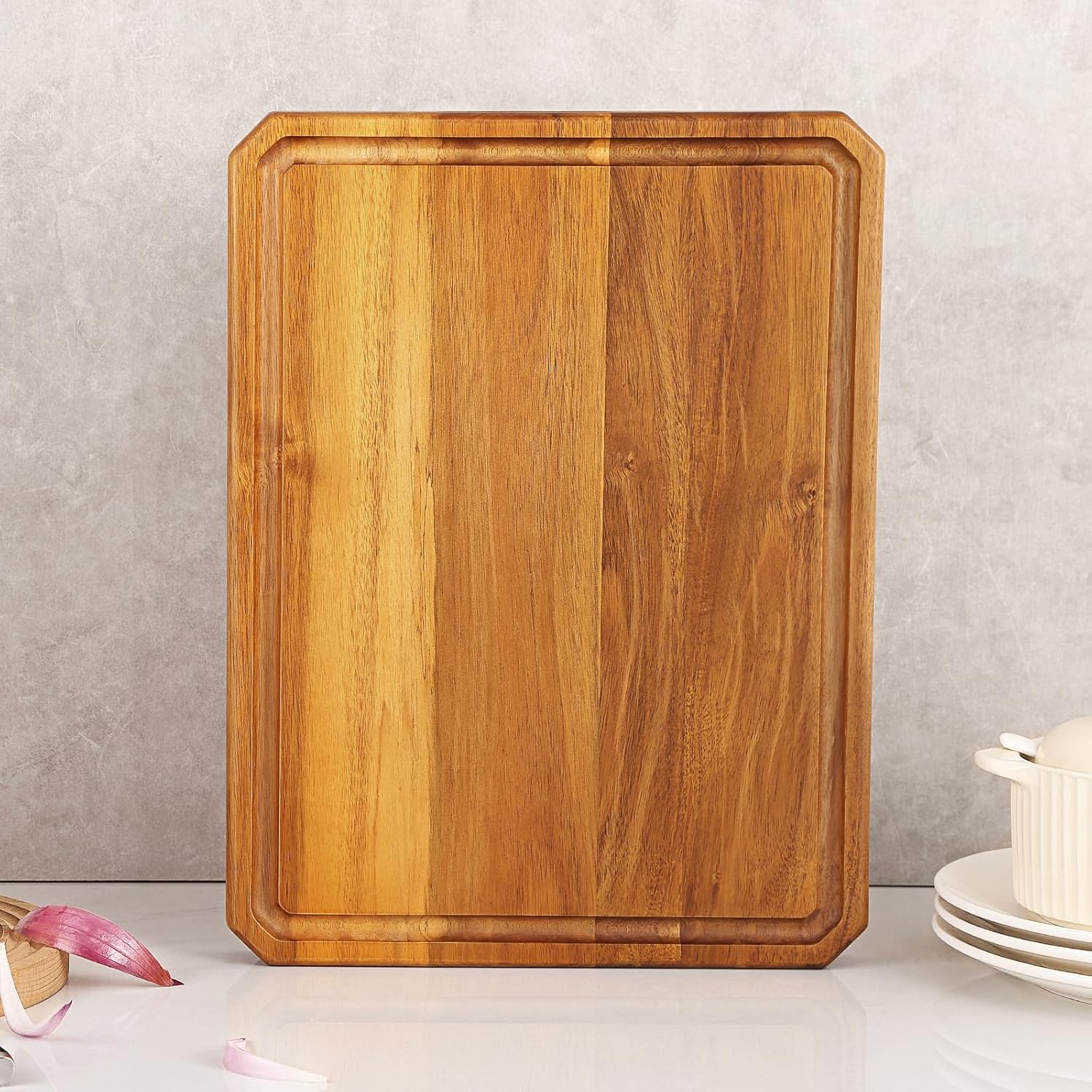 Acacia Wood Cutting Boards for Kitchen,Large Wooden Cutting Boards for Chopping Meat, Cheese, Fruits, and Vegetables，Extra Large Charcuterie Board with Handles, Juice Groove