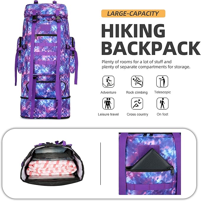 100L Hiking Camping Backpack Tactical Backpack for Men Large Survival Hunting Waterproof Backpack Molle Rucksack Military Camping Backpacking Daypack