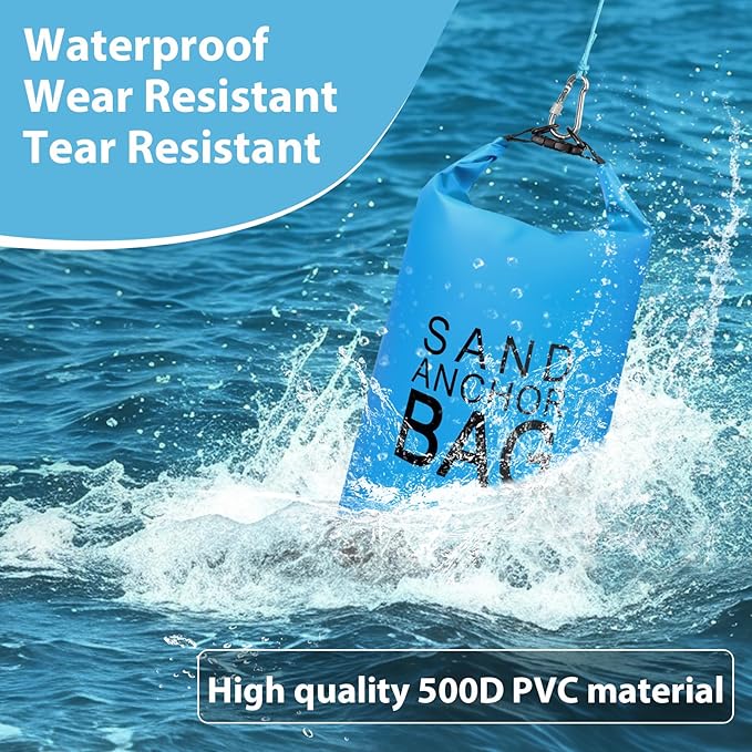 20L Sand Anchor Bag, 2 in 1 Jet Ski Anchor Kit for Float with Adjustable Buoy, Waterproof Dry Bag for Jetski, Kayak, Boat, Water Sports - Blue