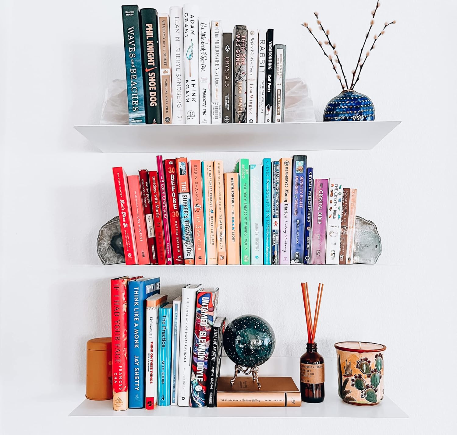 DIY CARTEL Made in USA Linear Floating Shelf - USA Manufactured Steel - Industrial Heavy Duty Metal Wall Mounted Modern Farmhouse Rustic Designed Shelf (24-in X 8-in Powder Coated White)