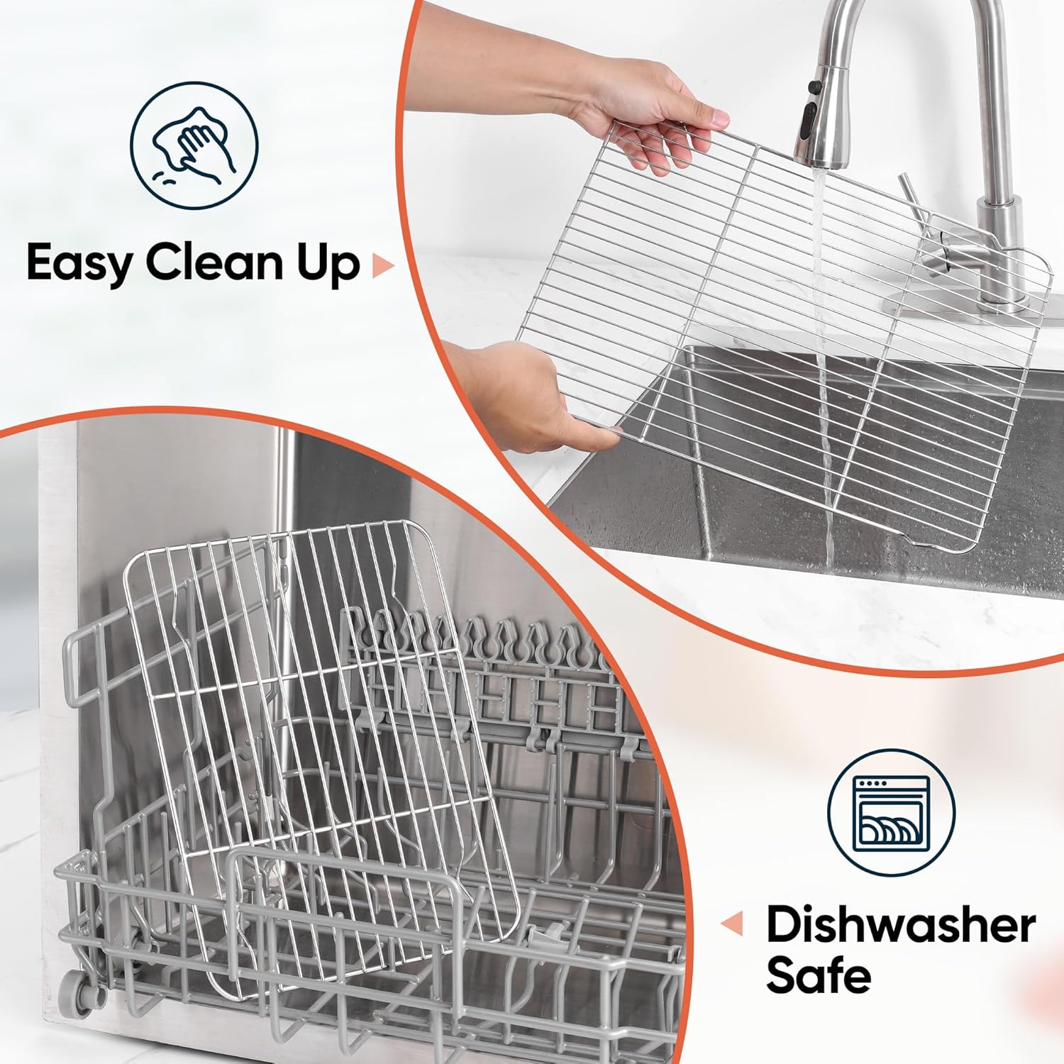 Cooling Racks for Cooking and Baking, Homikit 16.6”*11.5” Large Stainless Steel Wire Rack for Oven Cooking Roasting Grilling Drying, Cookie Bacon Pizza Mesh Cooling Racks, Dishwasher Safe, 2 PCS