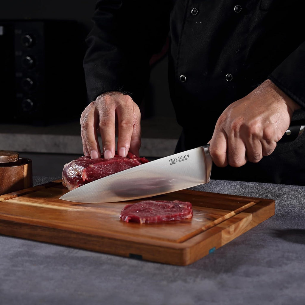 PAUDIN 8-Inch Chef's Knife – Ultra-Sharp High Carbon Stainless Steel Blade, Ergonomic Handle, Professional Quality Kitchen Knife in Gift Box for Home & Restaurant Use