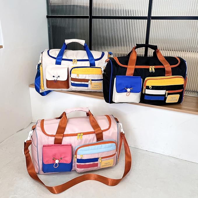 Small Gym Bag for Women, Travel Duffle Bag Carry On Weekender Bag with Shoe Compartment