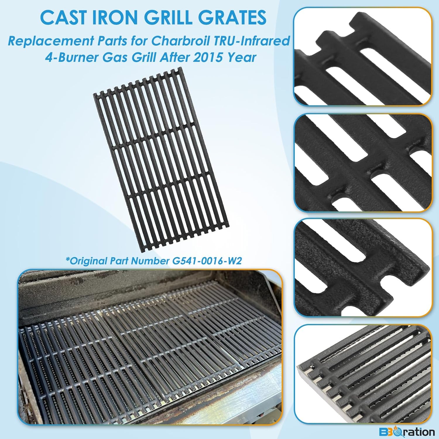 17" Grill Grates and Emitter for Charbroil TRU Infrared 4-Burner 463255020 463242715 463242716 463276016 466242715 463257520 Parts for Charbroil Grill Replacement Parts