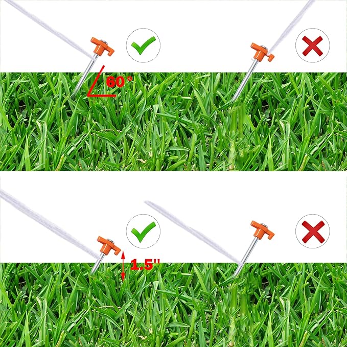 Cheardia 10 Pack Tent Stakes Heavy Duty, 10.25 Inch Yard Stakes Non-Rust Metal Tent Pegs Ground Stakes Tent Spikes for Camping Patio, Garden, Canopies, Grassland, Outdoor,Orange