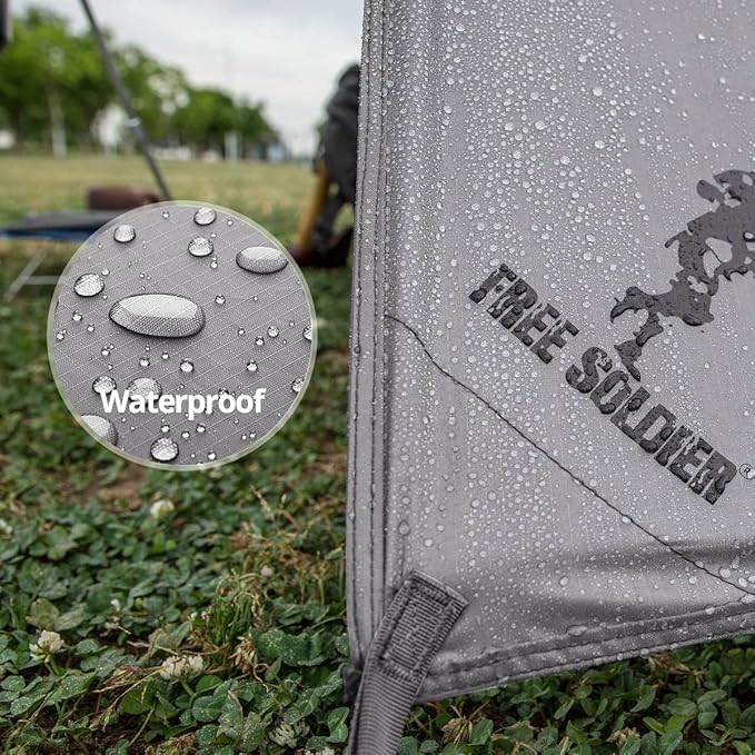 FREE SOLDIER Waterproof Portable Tarp Multifunctional Outdoor Camping Traveling Awning Backpacking Tarp for Shelter Rain (Gray 10×10.5ft)