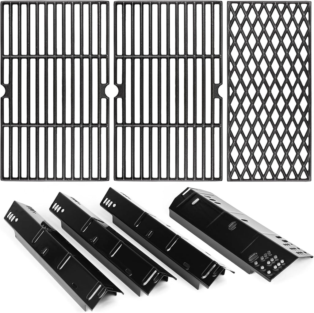 Uniflasy Grill Grates Heat Plates for Dyna-Glo 4 Burner DGH450CRP DGH451CRP Grill Parts for Dyna Glo 70-01-911 70-02-411 70-02-412 Porcelain Steel Heat Plates Replacement Part for Dyna-Glo