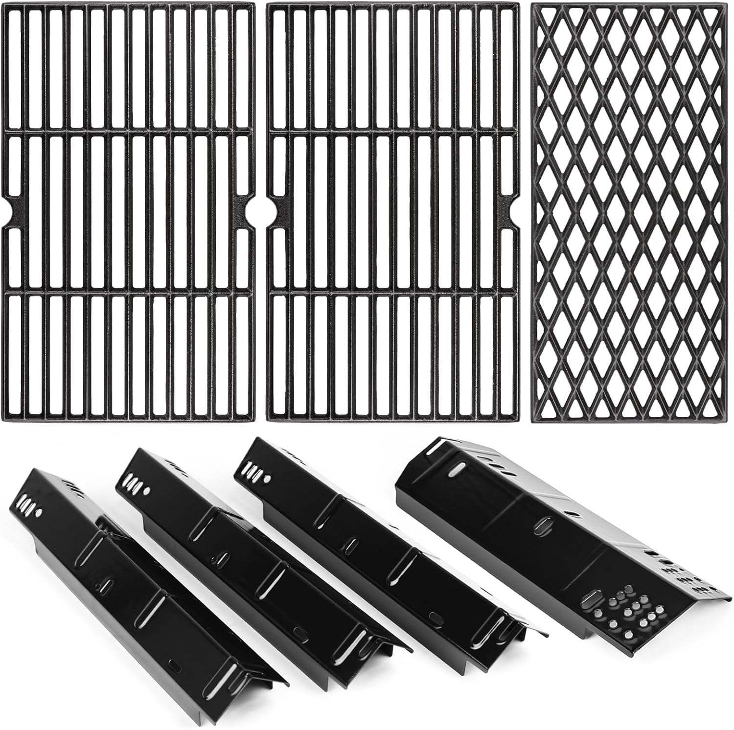 Uniflasy Grill Grates Heat Plates for Dyna-Glo 4 Burner DGH450CRP DGH451CRP Grill Parts for Dyna Glo 70-01-911 70-02-411 70-02-412 Porcelain Steel Heat Plates Replacement Part for Dyna-Glo