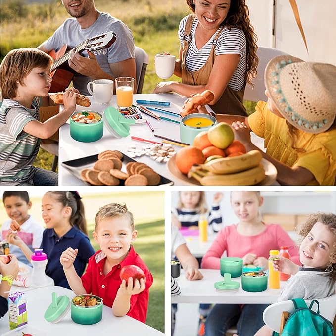 12oz Kids Soup Thermo for Hot Food Insulated Vacuum Food Jar with Buckle Lid, Stainless Steel Wide Mouth Leak Proof Lunch Container for School Travel