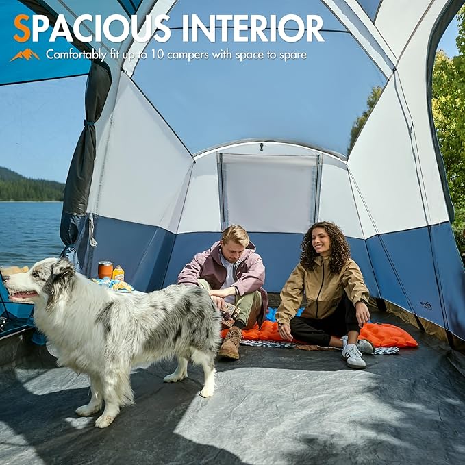 PORTAL 6/8/10 Person Family Camping Tent with Screen Room, Water Resistant Big Tunnel Tent with Rainfly, Large Family Tent for Outdoor Camping, Party