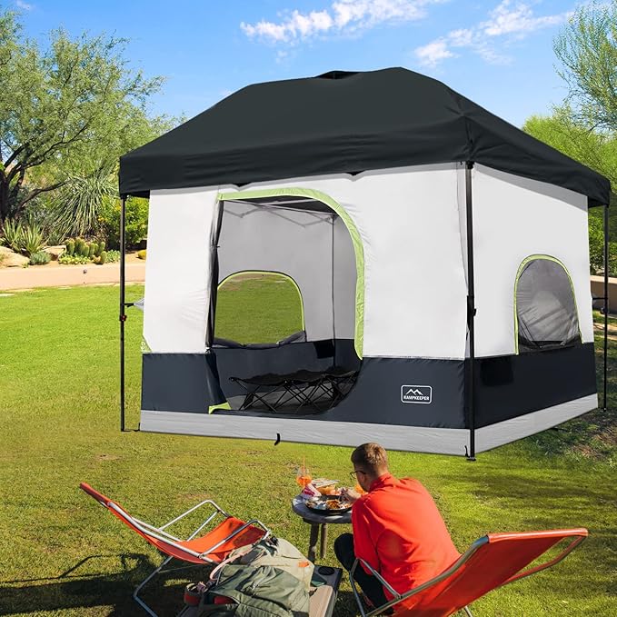 KAMPKEEPER Camping Inner Tent for Pop Up Canopy Converts 10'x10' Straight Leg Canopy into Camping TentFully Vented Roof, Black